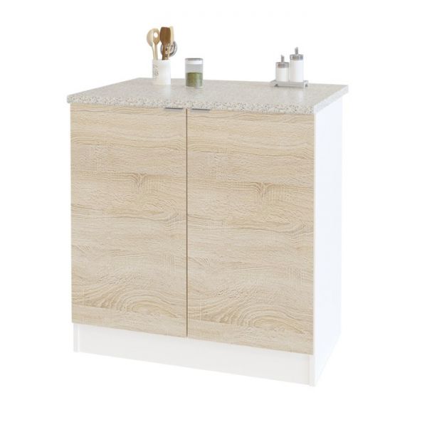 Стол с полками, 800 ? 600 ? 850 мм, цвет белый/дуб сонома