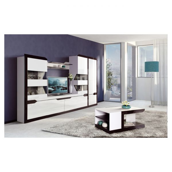 Гостиная «Ронда 1», 3252х1900х396 мм, модули 302, 304, 303, 301, 300, белый/венге