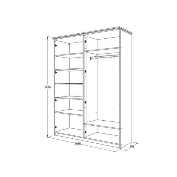 Шкаф 4-х дверный для одежды и белья «Ольга 13», зеркало, ясень анкор тёмный/анкор светлый