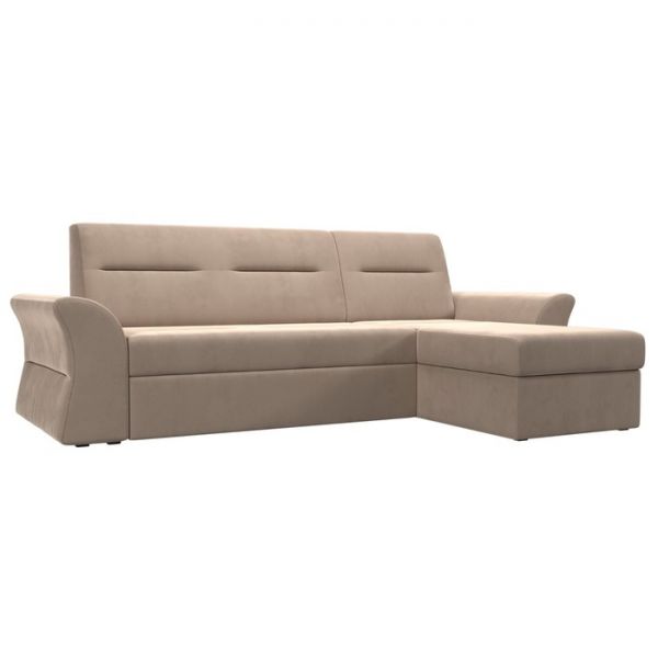 Угловой диван «Клайд», механизм дельфин, велюр, цвет бежевый