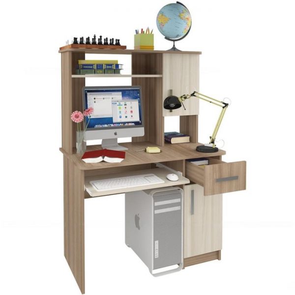 Стол компьютерный Интел-15 1000x600x1430 Ясень Шимо темный / Ясень Шимо светлый