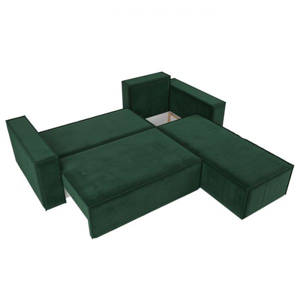 Угловой диван «Куба», механизм еврокнижка, велюр, цвет бежевый