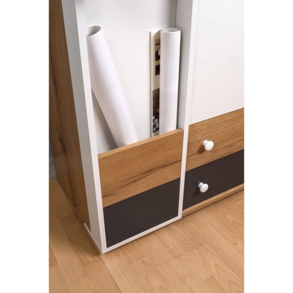 Шкаф «Лойс 85», 300 ? 400 ? 2113 мм, цвет дуб золотистый / белый / графит