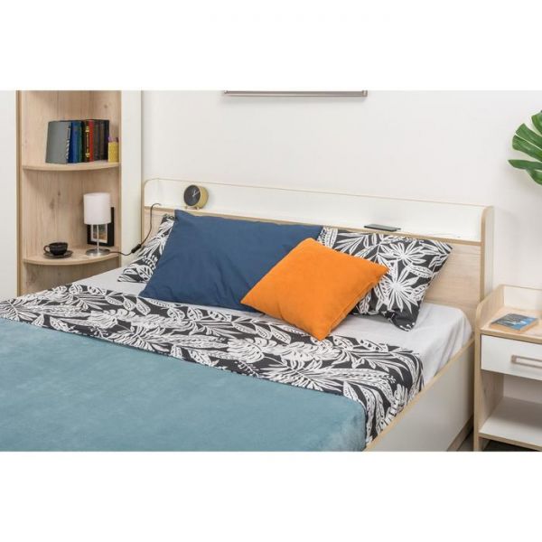 Кровать Веста 11.13, 1600х2000, с ортопед. осн и ПМ, Гаскон Пайн светлый/Белый шагрень