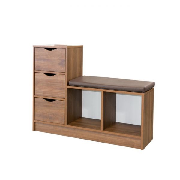 Обувница Лайт 10.84, 974х320х744, Орех селект каминный/Гранд шоколад кожзам