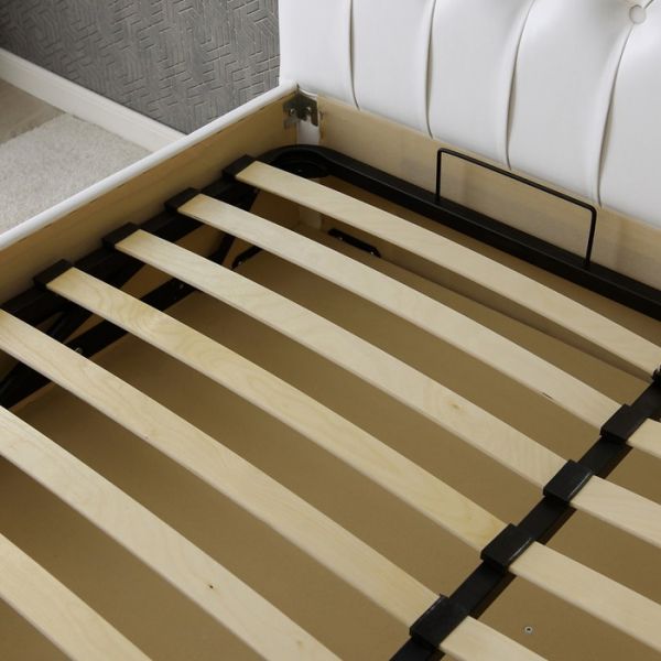 Кровать «Пальмира» с ПМ, 1400 ? 2000, ортопедическое основание, экокожа, взбитые сливки