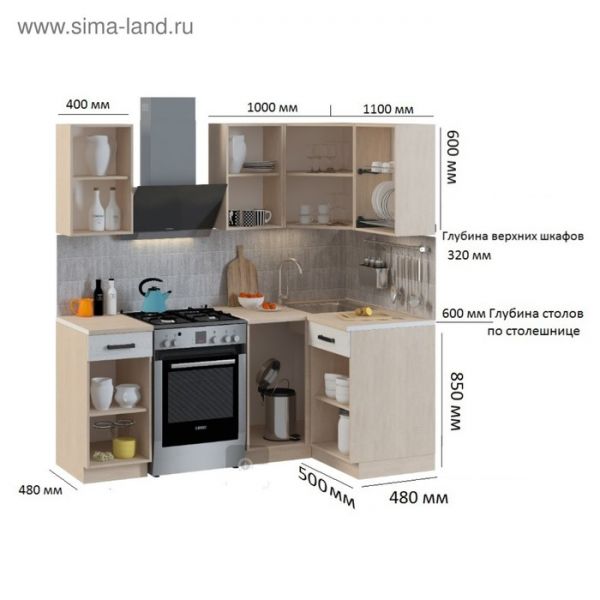 Кухонный гарнитур Алиса Loft  Угловой№3 1400х1100 Дуб сонома/ Сосна белая Loft