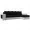Угловой диван «Дубай», еврокнижка, правый угол, цвет чёрный микровельвет / белая экокожа