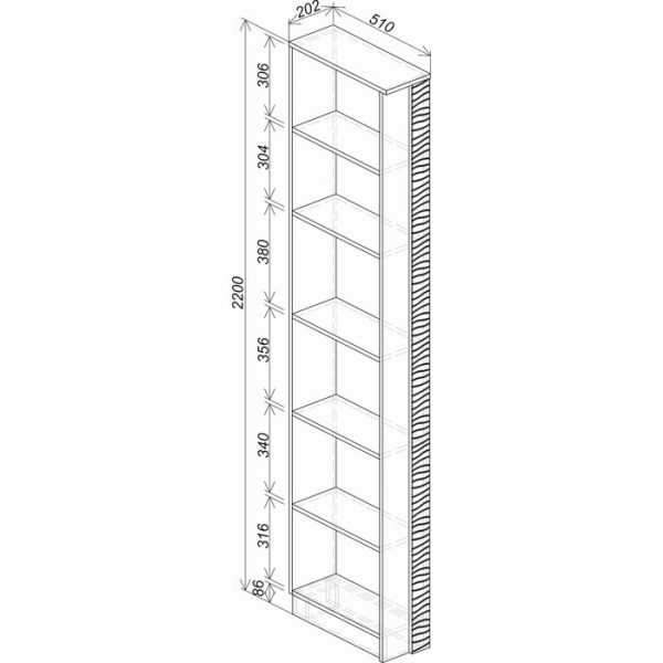 Пенал Монако 202х510х2200 ясень белый/F12