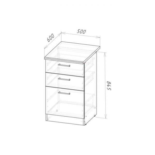 Шкаф напольный Сабрина 500х600х850 с 3 выдвижными ящиками  венге/дуб сонома/дуглас темный