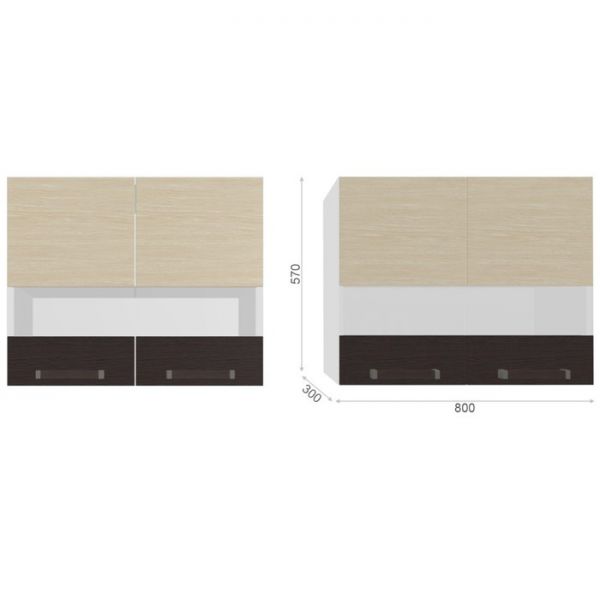 Кухня «Модена» со столешницей, размер 1.8 м, материал ЛДСП, цвет дуб молочный / венге цаво