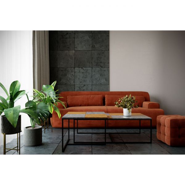 Стол журнальный «Фьюжн квадро», 600 ? 600 ? 455 мм, цвет дуб американский / серый бетон