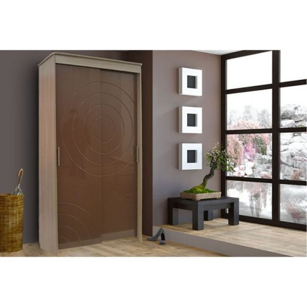 Шкаф-купе «Анжелика», 1130 ? 600 ? 2120 мм, цвет ясень шимо светлый / шоколад глянец