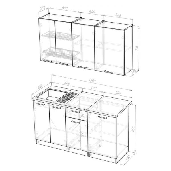 Кухонный гарнитур Маргарита нормал 1500
