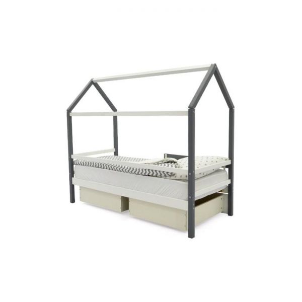 Детская кровать-домик Бельмарко Svogen графит-белый