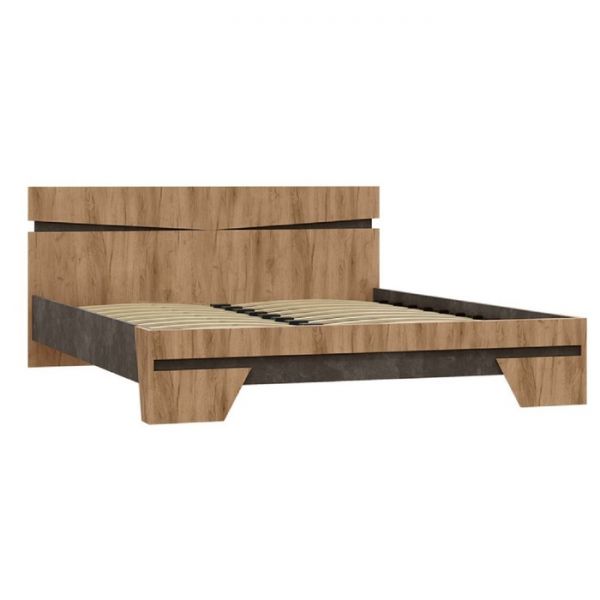 Кровать с/м 1600х2000 с основанием Соренто, 1674х2074х800, Дуб крафт/Бетон темный