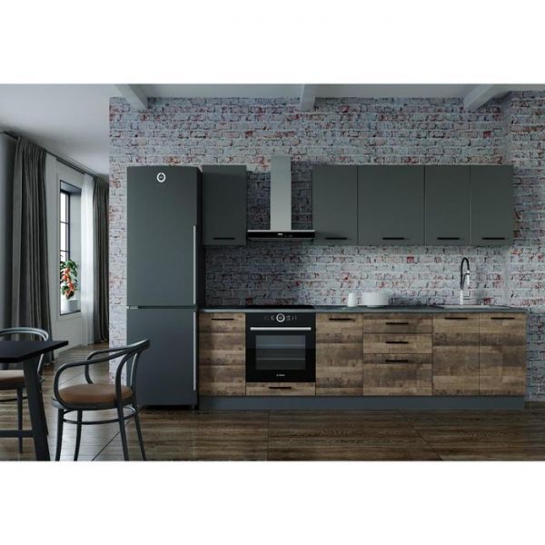 Кухня Гранж  2832х600 Антрацит/Детройт/ Антрацит,Гранж