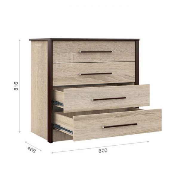 Комод «Эшли», 800 ? 468 ? 816 мм, цвет венге / дуб сонома