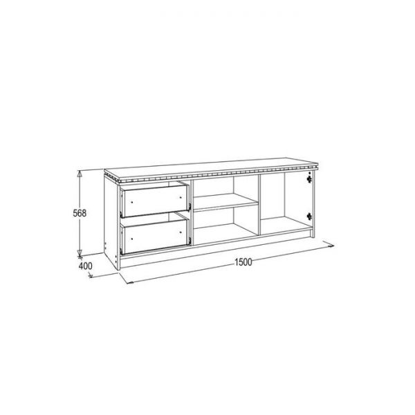 Тумба ТВ «Ольга 13», 1500 ? 400 ? 568 мм, цвет ясень анкор тёмный / ясень анкор светлый