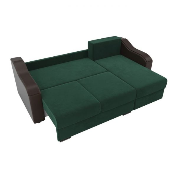 Угловой диван «Монако», механизм еврокнижка, велюр, цвет бежевый / коричневый