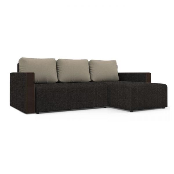 Угловой диван «Алиса 3», рогожка, цвет savana chocolate / savana camel / мarvel dark brown