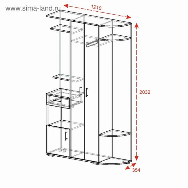 Прихожая Виза 1200х354х2032 Ясень шимо светлый/Ясень шимо темный