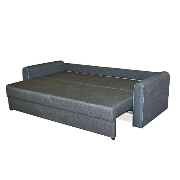 Диван «Амур 1», обивка «джой графит»/кант «нео азур»
