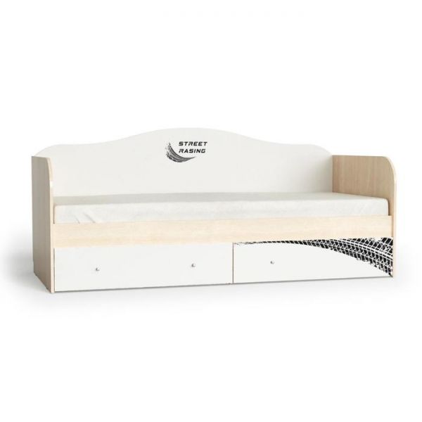 Кровать-софа 800 х 1900 ясень шимо светлый,белая машина