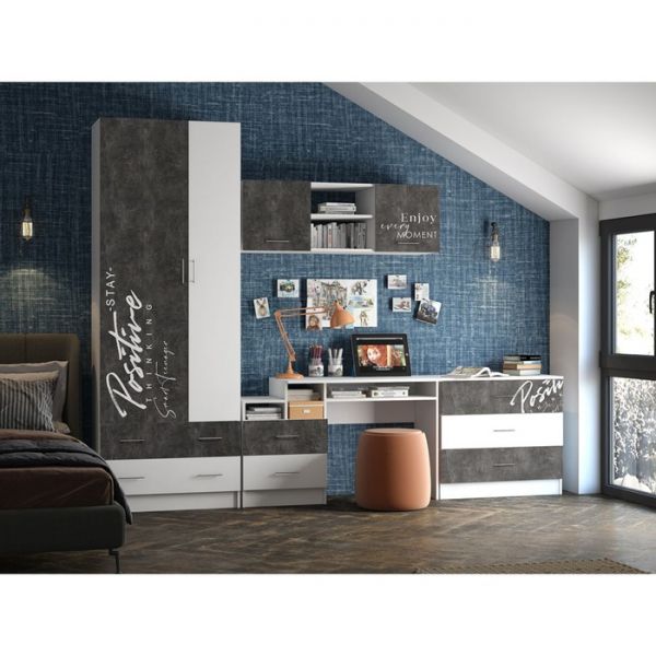 Стол компьютерный Вега Позитив, 1200х450х726, Белый/Бетон темный