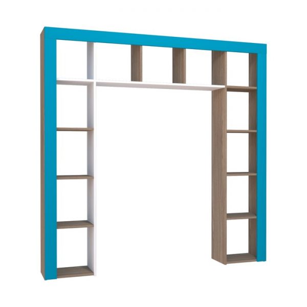 Стеллаж открытый  Юниор 1748х266х1753 Ясень шимо темный/Белая Аляска/Индиго