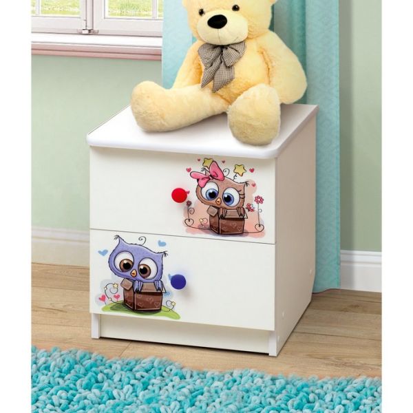 Тумба прикроватная с фотопечатью «Совята», 410 ? 440 ? 468 мм, цвет белый