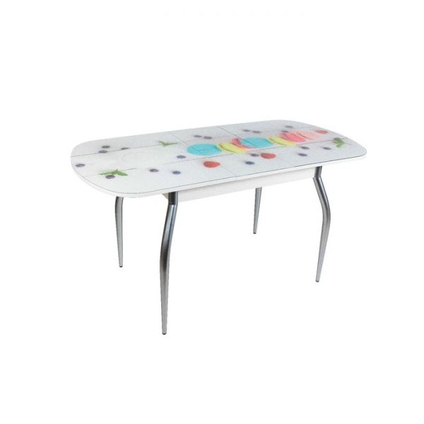 Обеденный стол «Голд», раздвижной 1150(1450) ? 700 мм, стекло, бабочка, хром