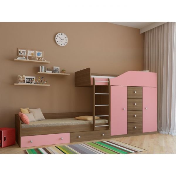 Детский комплекс «Астра 6», цвет дуб шамони/розовый