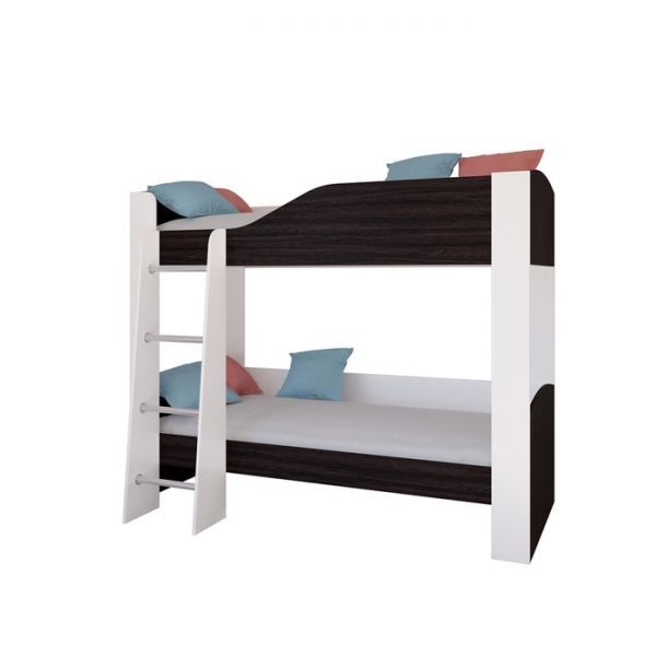 Детская двухъярусная кровать «Астра 2», без ящика, цвет белый / венге