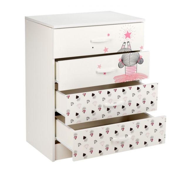 Комод Мальвина, 600х820х430, Белый/ Фотопечать