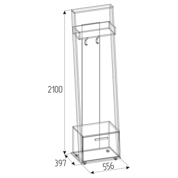 Вешалка Nature 77, 556 ? 397 ? 2100 мм, цвет дуб табачный craft / чёрный