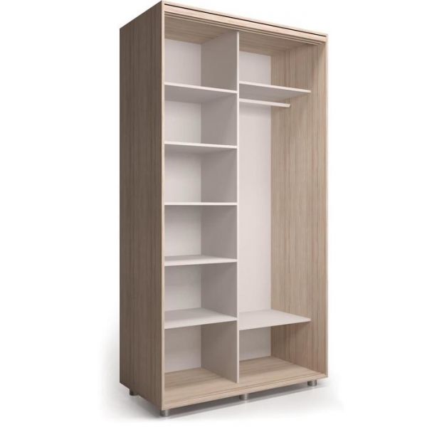 Шкаф-купе Стильный зеркало Ясень шимо светлый/Белый/Венге светлый 1600х600х2300