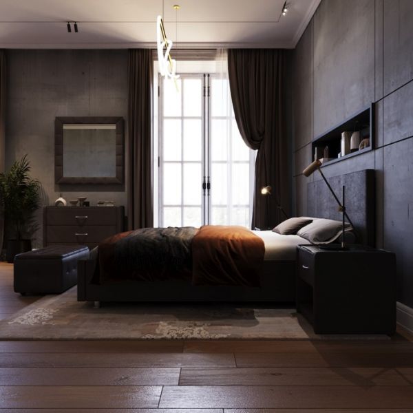 Кровать «Атриум New» с ПМ, 1400 ? 2000 мм, ЭКО деревянный каркас, 1 ящик, цвет шоколад