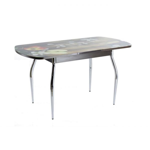 Стол раздвижной с фотопечатью Нилс, 1200(1520)х800х760, Венге/Дерево/Хром фигурные