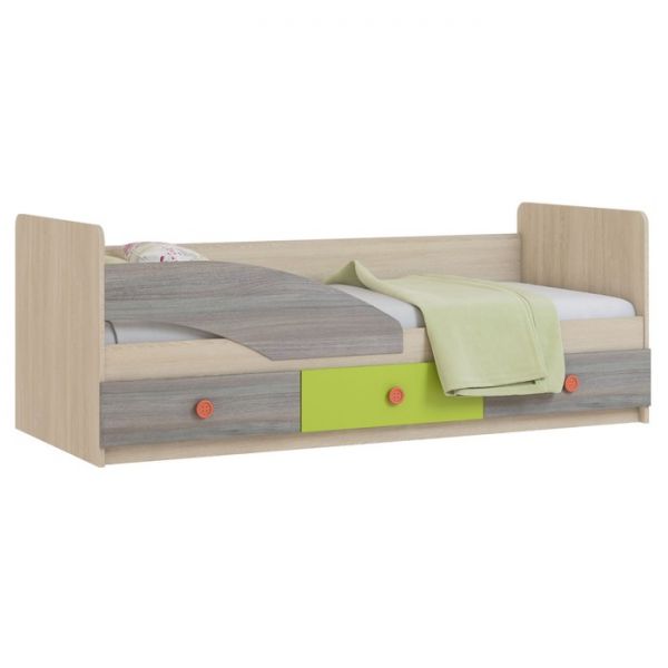 Кровать «Пуговка», 800 ? 1600 мм, цвет дуб сонома / вяз либерти тёмный / лайм