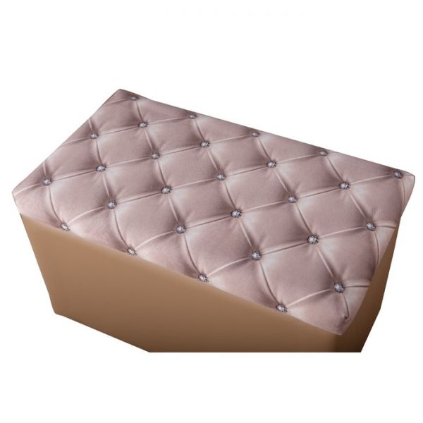 Пуф Принт 700х380х430 бежево-розовый/экокожа коричневый