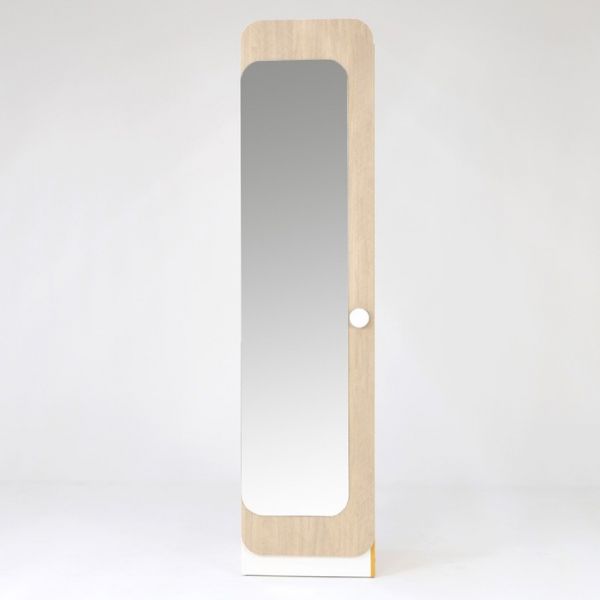 Шкаф-пенал Манго-21 с зеркалом 500х500х2080 белый/охра/палермо