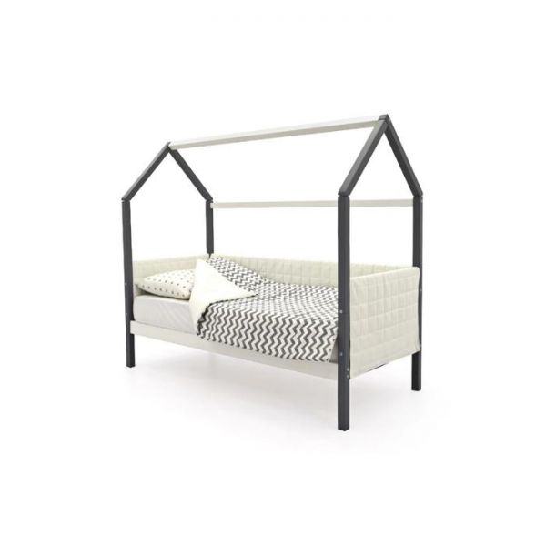 Детская кровать-домик мягкий Бельмарко  Svogenграфит-белый