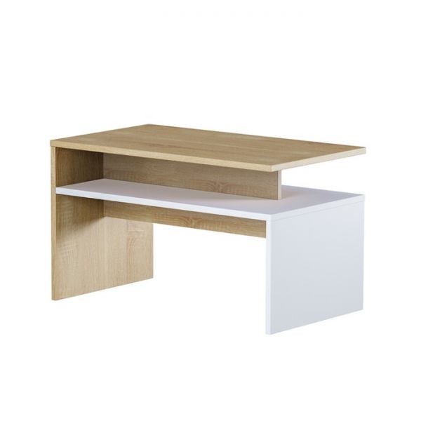 Стол журнальный Лайт, 700х400х417, Дуб сонома/Белый