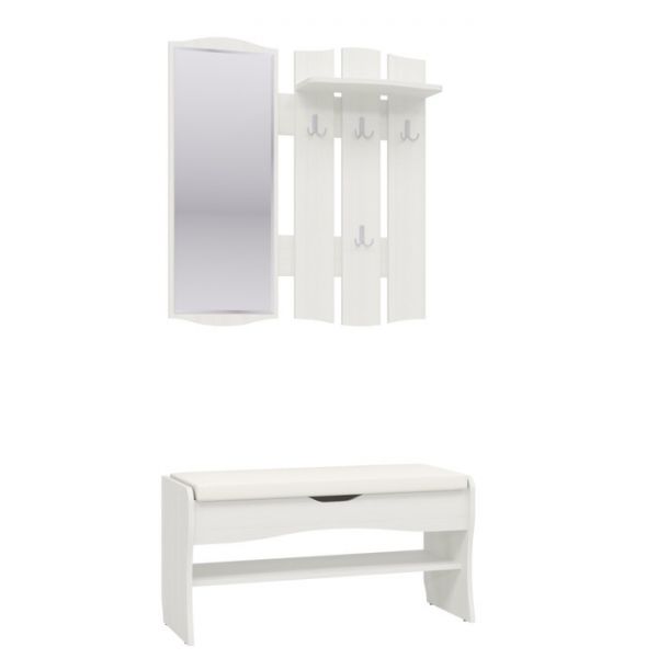 Вешалка с зеркалом Фьюжен 860х215х880  Рамух Белый