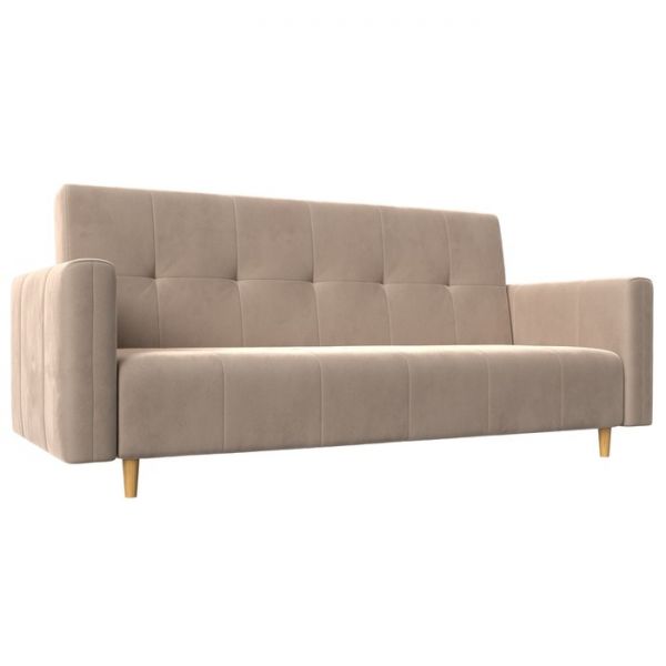 Прямой диван-книжка «Вест», механизм книжка, велюр, цвет бежевый