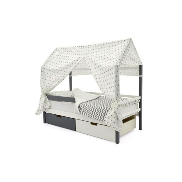 Крыша текстильная Бельмарко для кровати-домика Svogen звезды графит