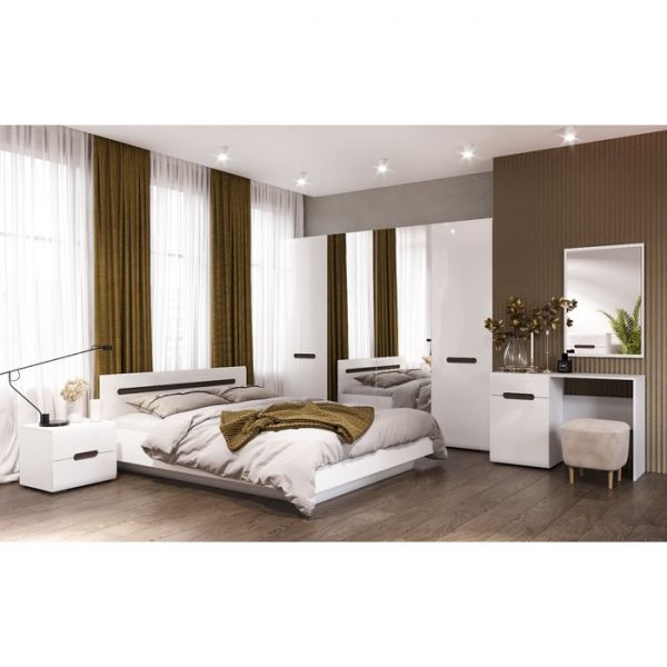 Тумба прикроватная с ящиками Хлоя, 500х430х420, Белый глянец МДФ/ Белый ЛДСП