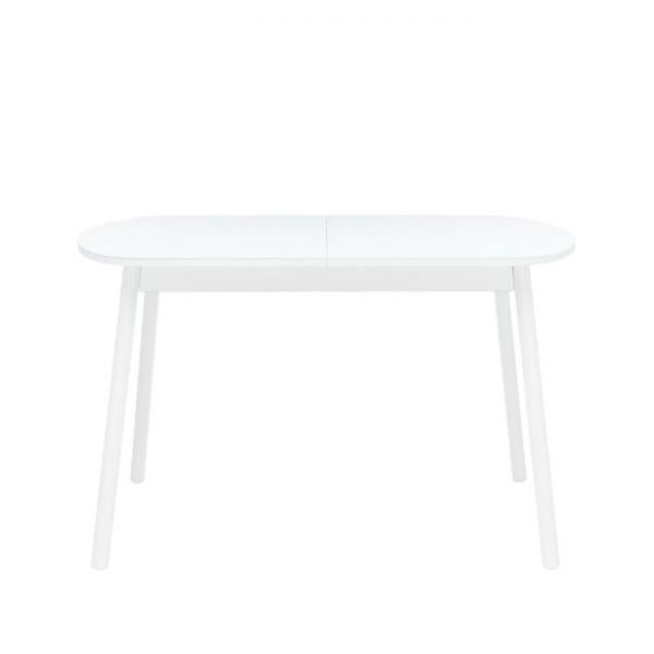 Стол раздвижной Leset Мидел, металл белый, стекло белое 1200/1520х700х740