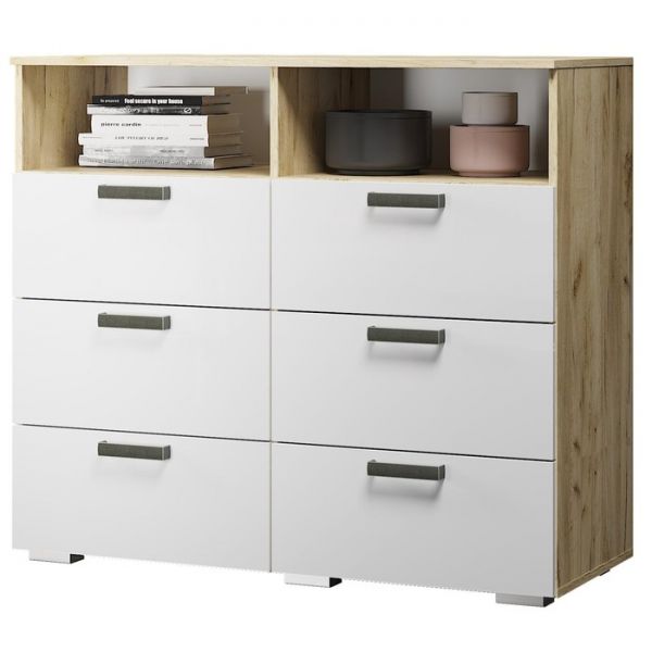 Комод Азаро 1102х460х972 Крафт/белый глянец